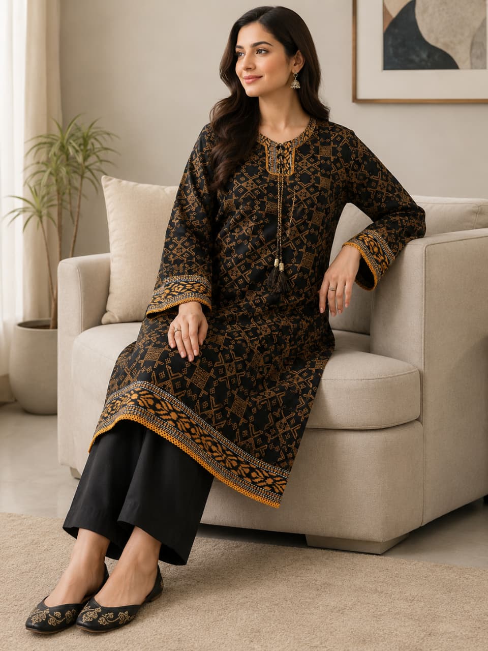 Article-007 Sapphire 2-Piece Stitched Lawn Suit for Women – Shirt & Trouser | Summer Collection Pakistan