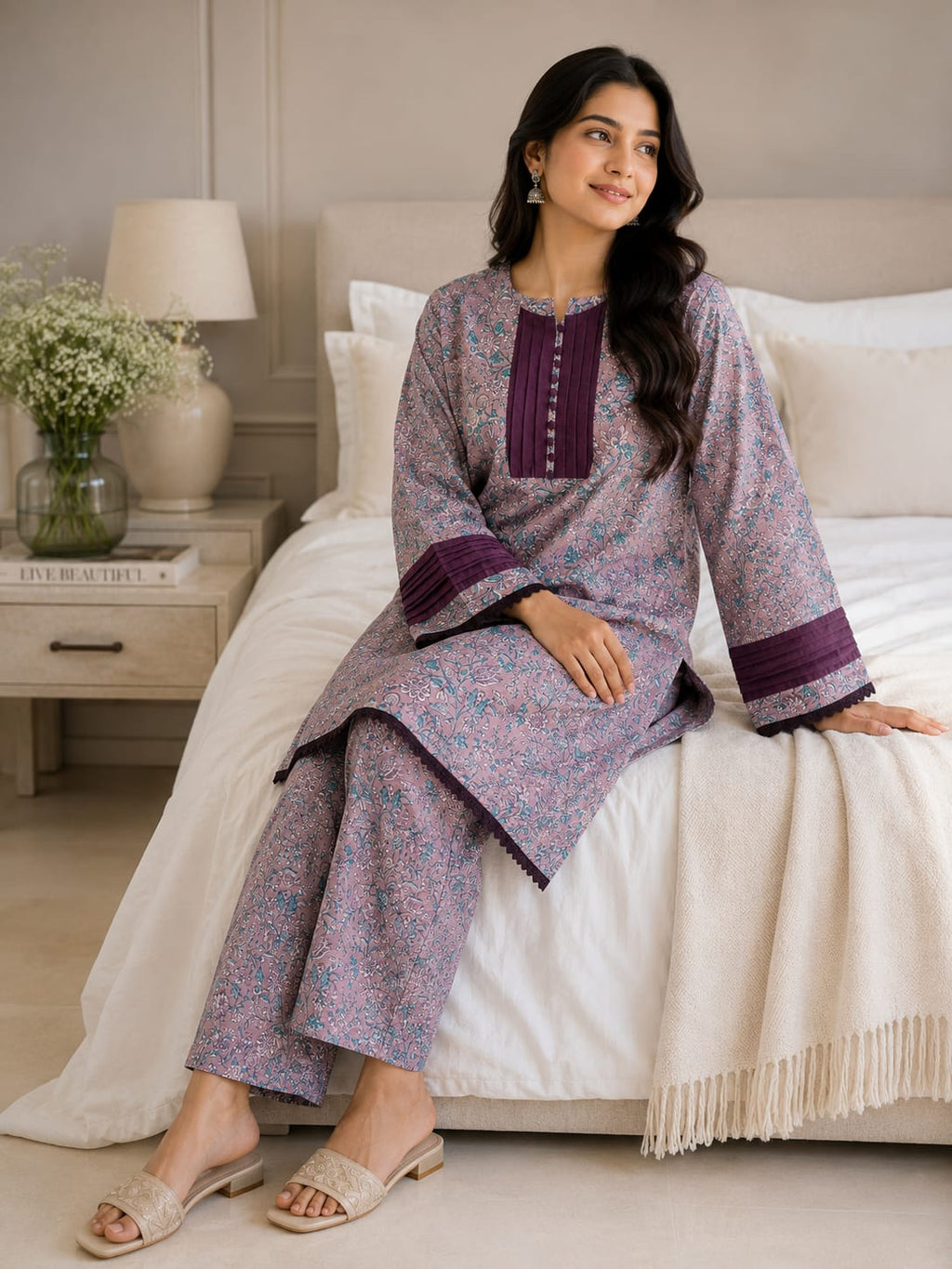 Article-009 Sapphire 2-Piece Stitched Lawn Suit for Women – Shirt & Trouser | Summer Collection Pakistan