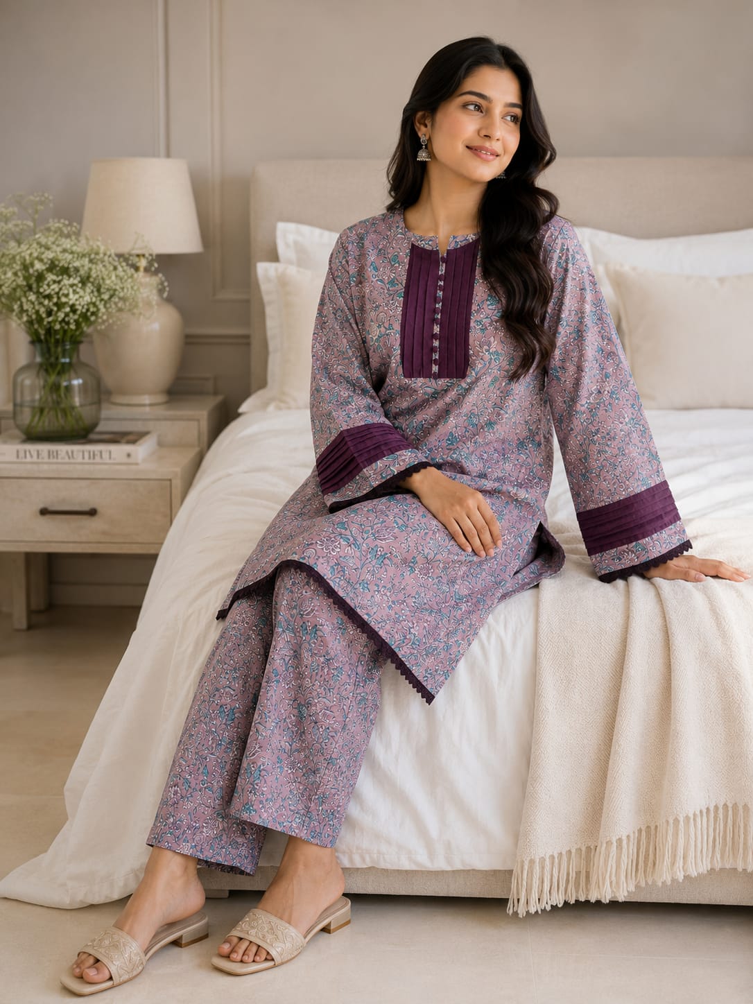 Article-009 Sapphire 2-Piece Stitched Lawn Suit for Women – Shirt & Trouser | Summer Collection Pakistan
