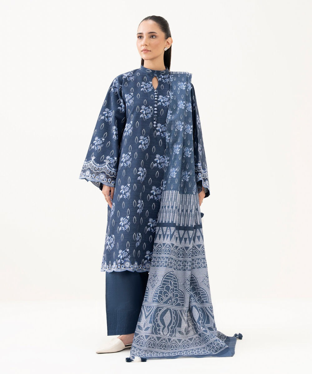 Article-0012 Sapphire 3-Piece Printed Khaddar Suit for Women – Unstitched Shirt, Trouser &  Dupatta | Winter Collection Pakistan