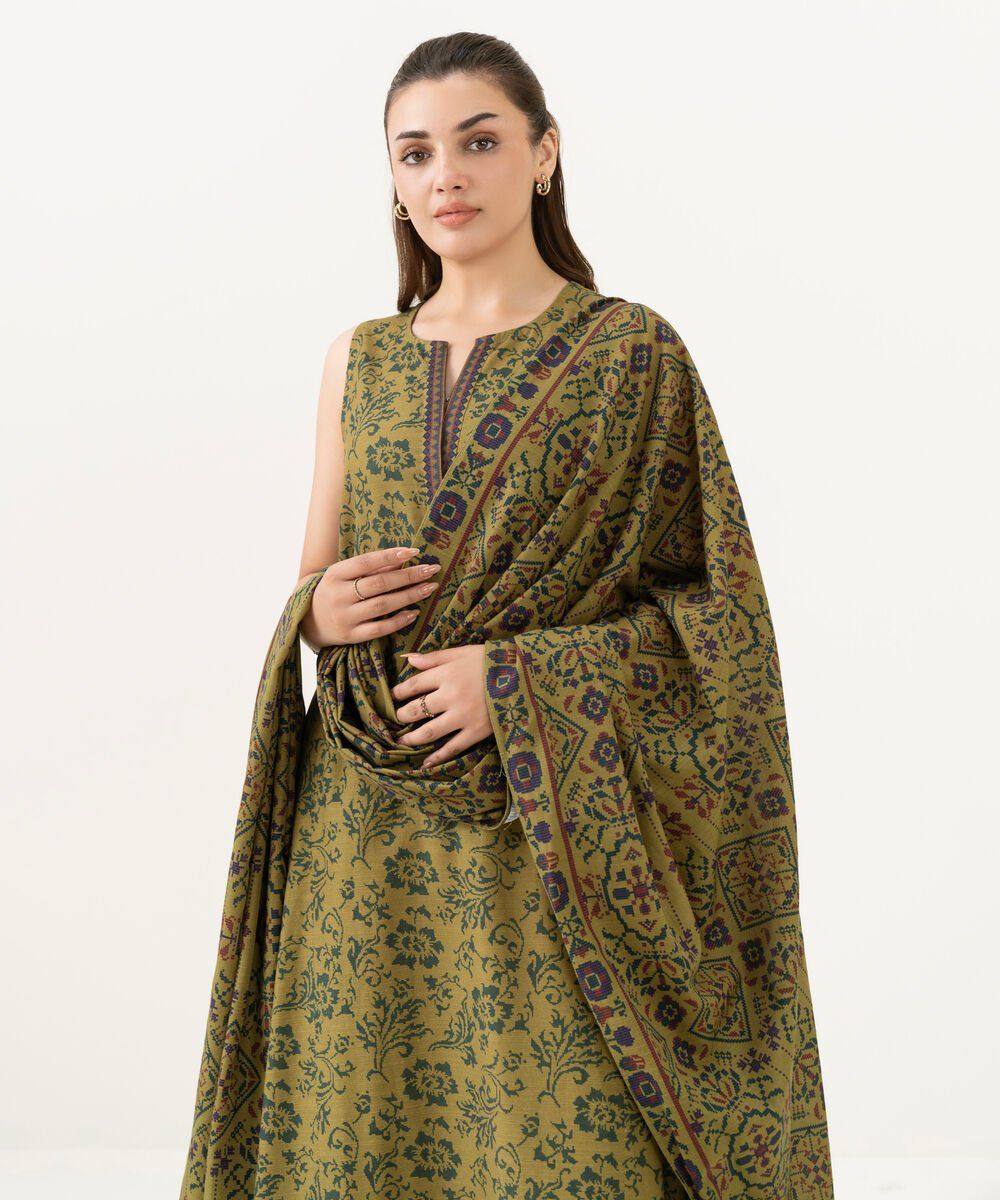 Article-0013 Sapphire 3-Piece Printed Khaddar Suit for Women – Unstitched Shirt, Trouser &  Dupatta | Winter Collection Pakistan