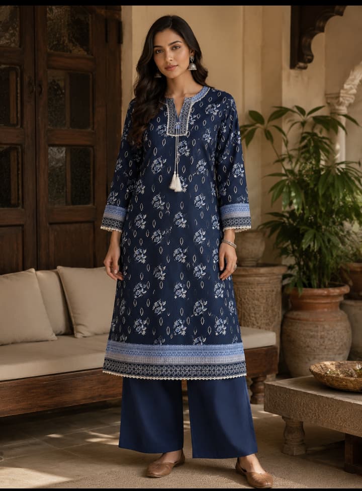 Article-0016 Sapphire 2-Piece Printed Khaddar Suit for Women – stitched Shirt & Trouser | Winter Collection Pakistan